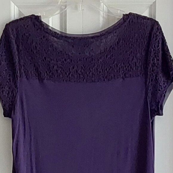 Vera Wang Purple Short Sleeve Women's Top Size L - Picture 5 of 8
